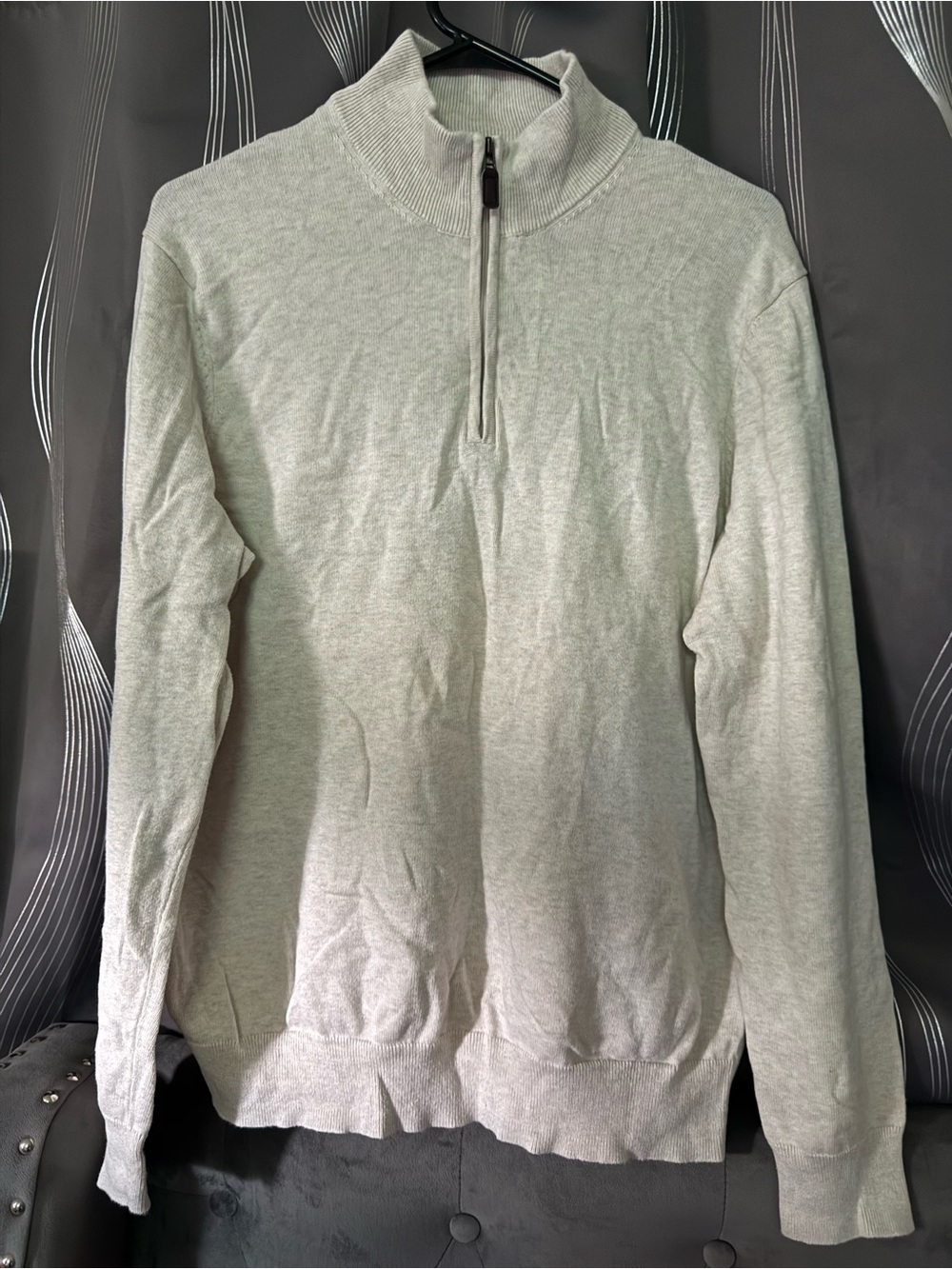 Joseph Abboud Heather Light Gray Quarter-Zip Pullover